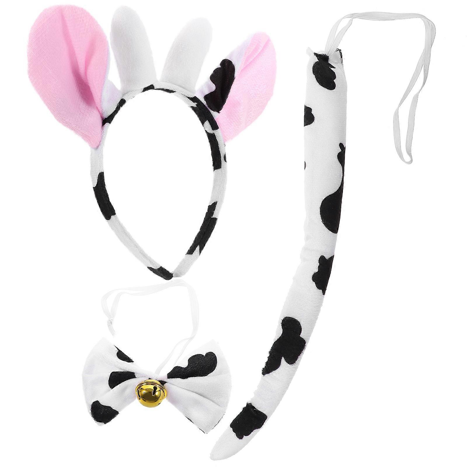 Cow Costume Prop Featuring Bowtie And Tail Animal Ear Headband For Themed Event Family Gathering Elastic Headband 2 Sets