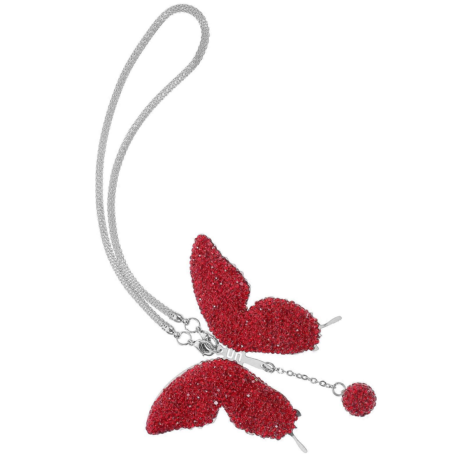 Car Hanging Ornament Rhinestone Butterfly for Decoration Rear View Mirror