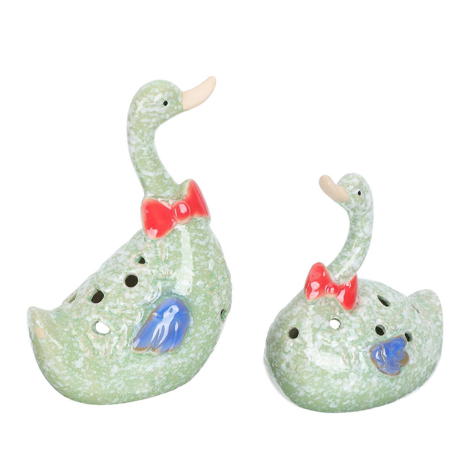 1Pair Ceramic Candlestick Duck Modeling for Unique Home Decor Green Color