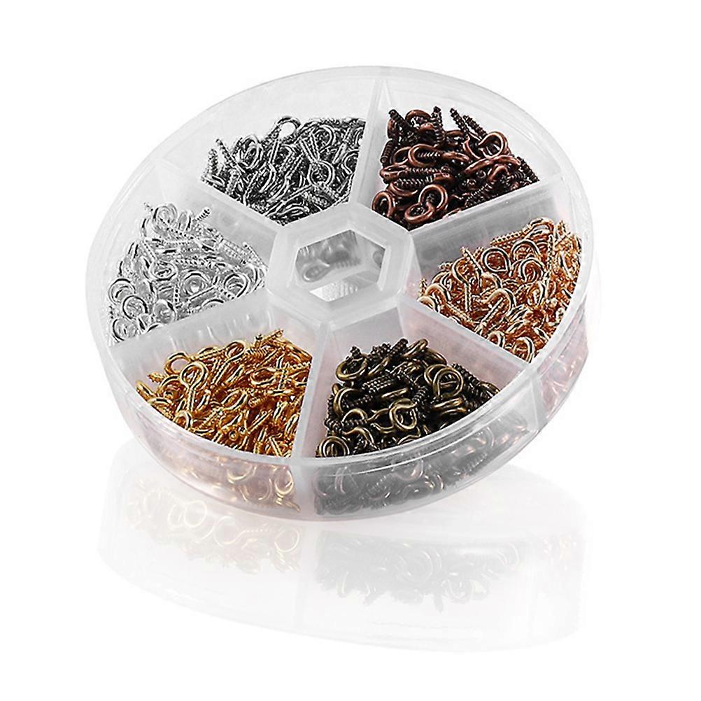 Jewelry Eyelet Screw 600Pcs Hook Screws Simple Design Multi Rustproof For DIY Projects Alloy Long-term Use