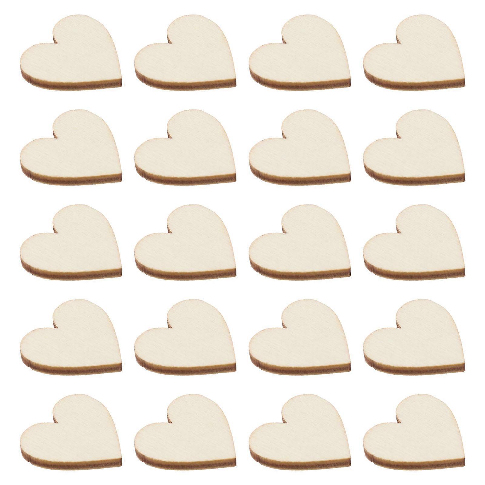 Blank Wood Slices for Decoration with 100Pcs Wooden Heart Discs Set