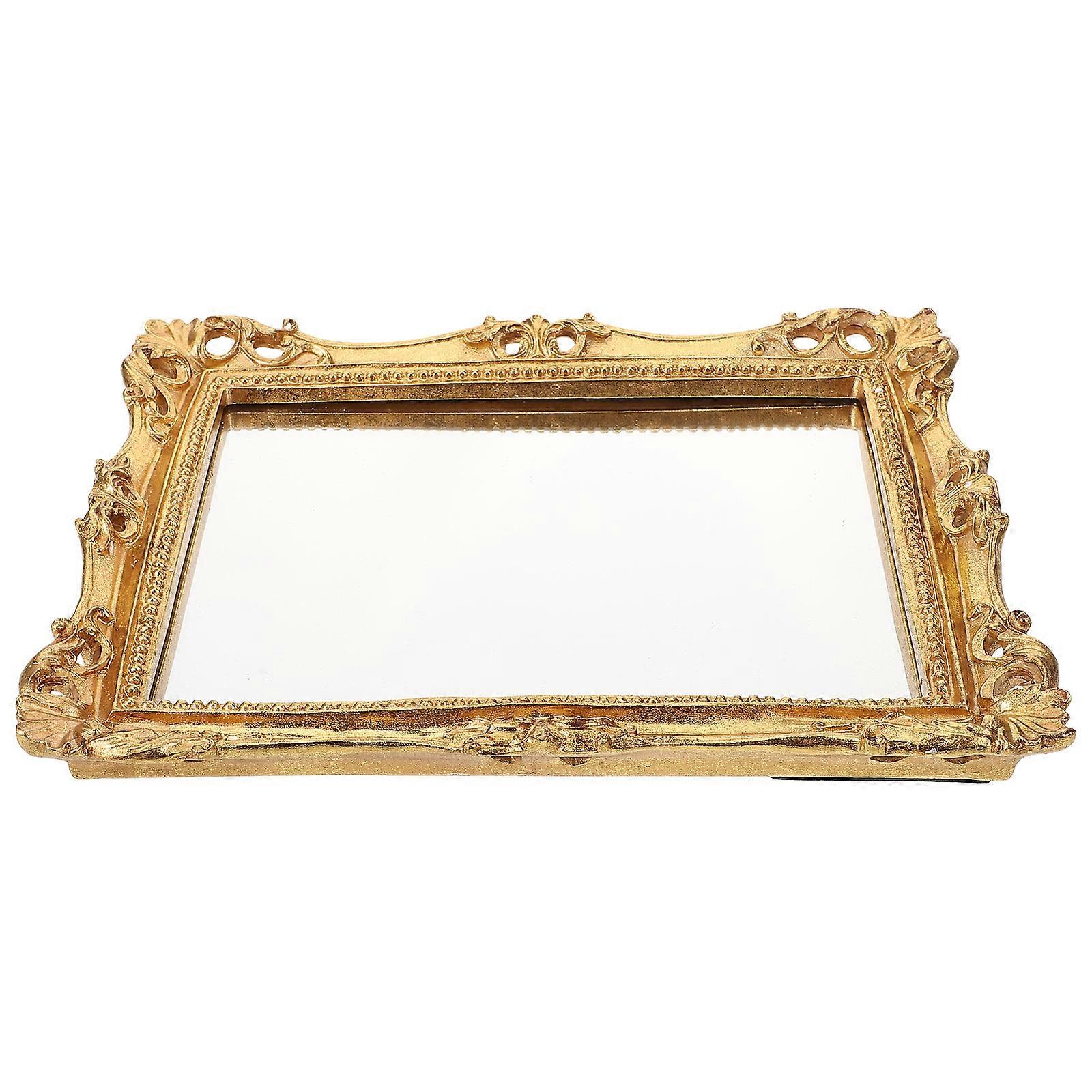 Hanging Mirror Wall Pendant For Bedroom And Bathroom In Golden Resin With High Definition Surface 1Pack
