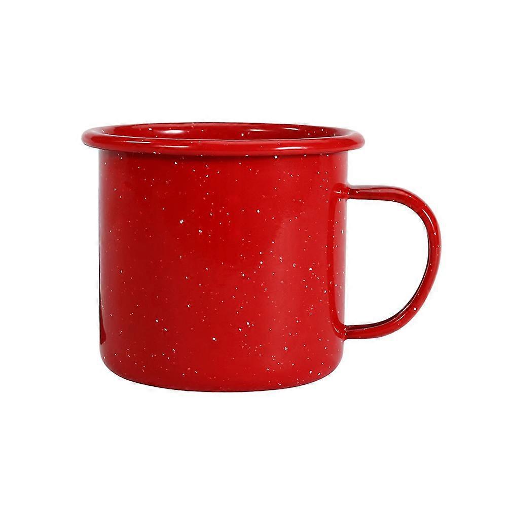 Tea Container for Drinking 2Pcs Red Curled Edge Enamel Mug