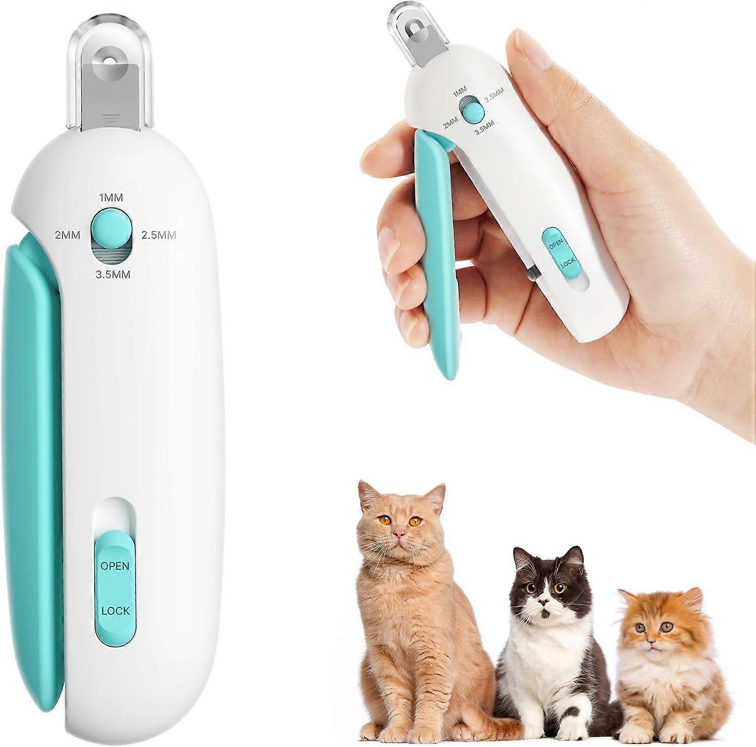 Cat Nail Clipper with Adjustable 3-Size Trimming Hole & Hidden Nail File | Safe Toenail Trimmer for Kittens & Indoor Cats | Anti-Splash Claw Cutter fo