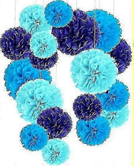 18pcs Pompoms Set, Tissue Pompon Paper Flower Kit, Handmade