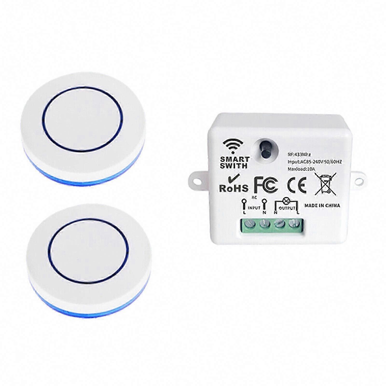 230V Mini 433MHz Remote Control Receiver Light Switch Round Button 9g