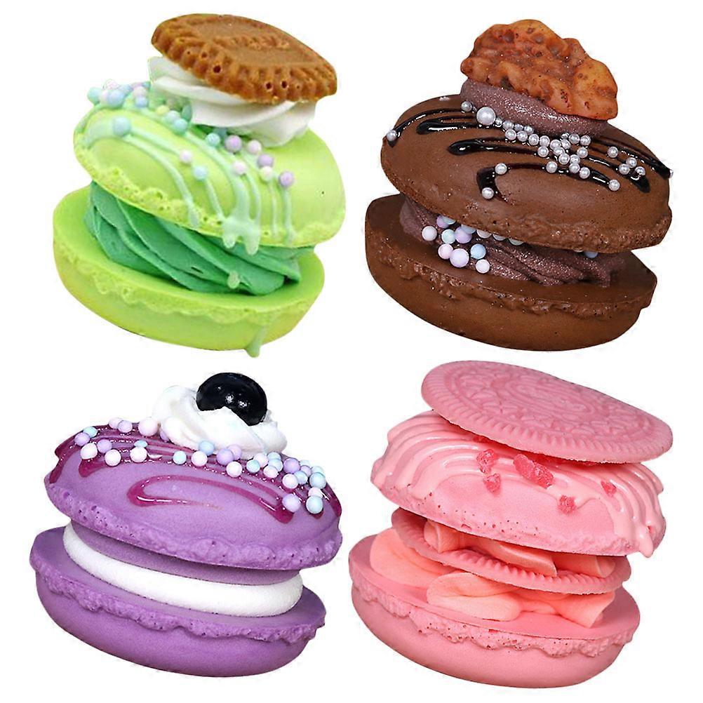 Lifelike Macaron Shape Cake Display 4Pcs Assorted Color Realistic Design Photo Prop For Children And Adults