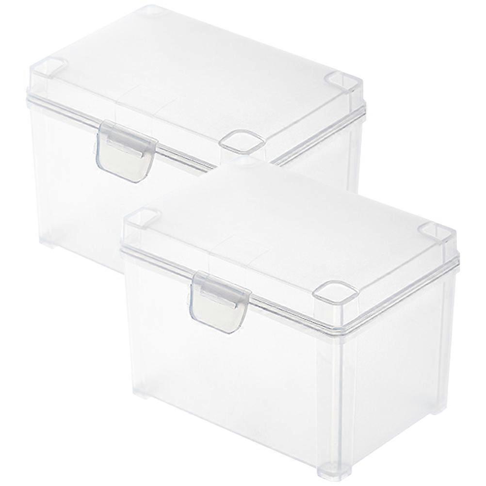 Transparent Plastic Card Organizer Box for Storage 2Pcs Small Containers