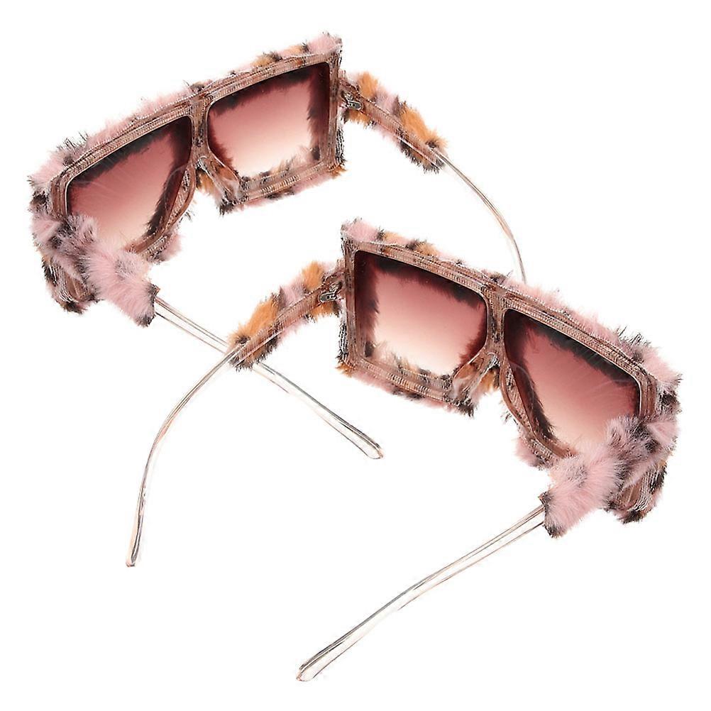 Cat Eye Plush Fuzzy Sunglasses for Party 10Pcs Leopard Unisex Eyewear