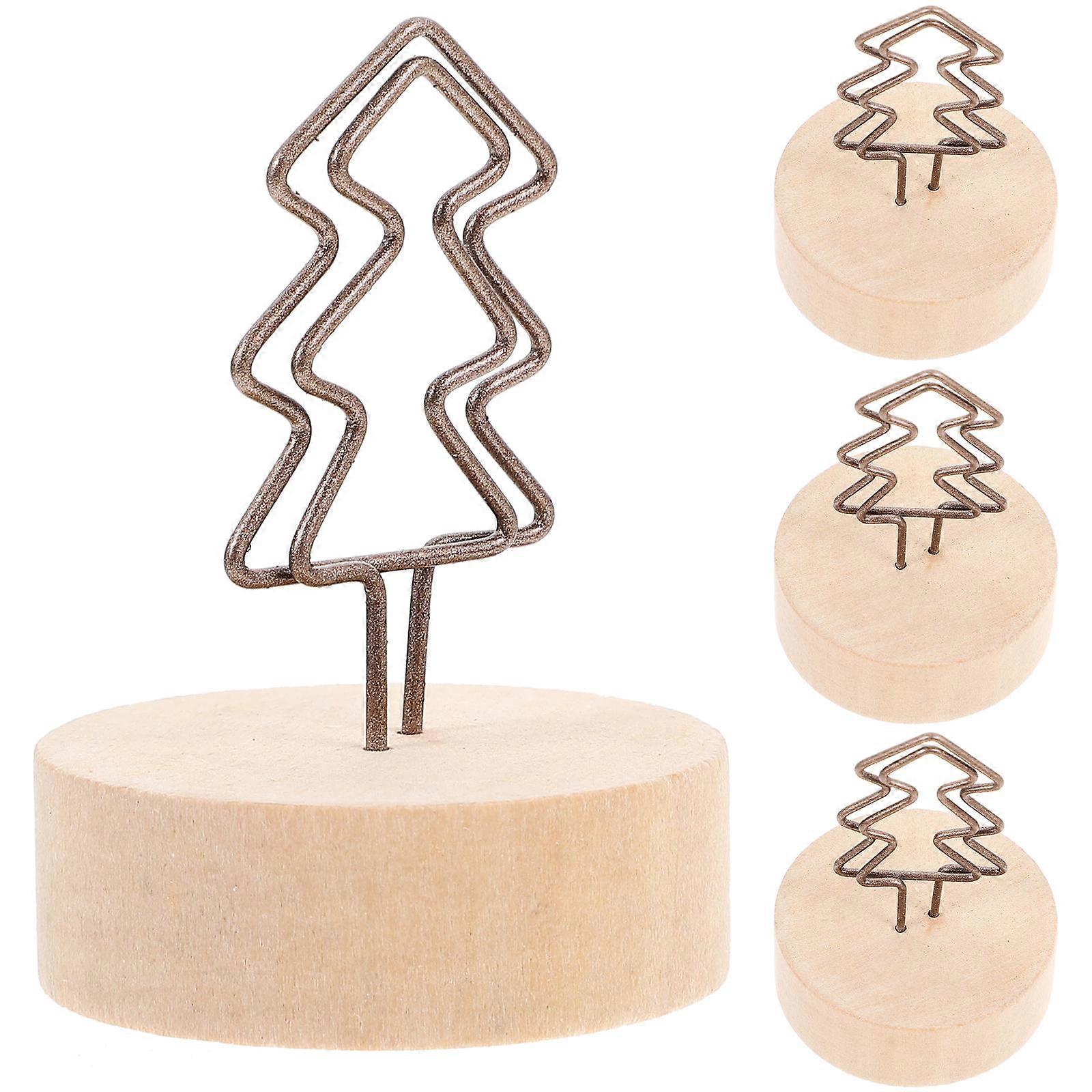 Memo Clips Wooden Base Picture Holders for Table Setup 12Pcs