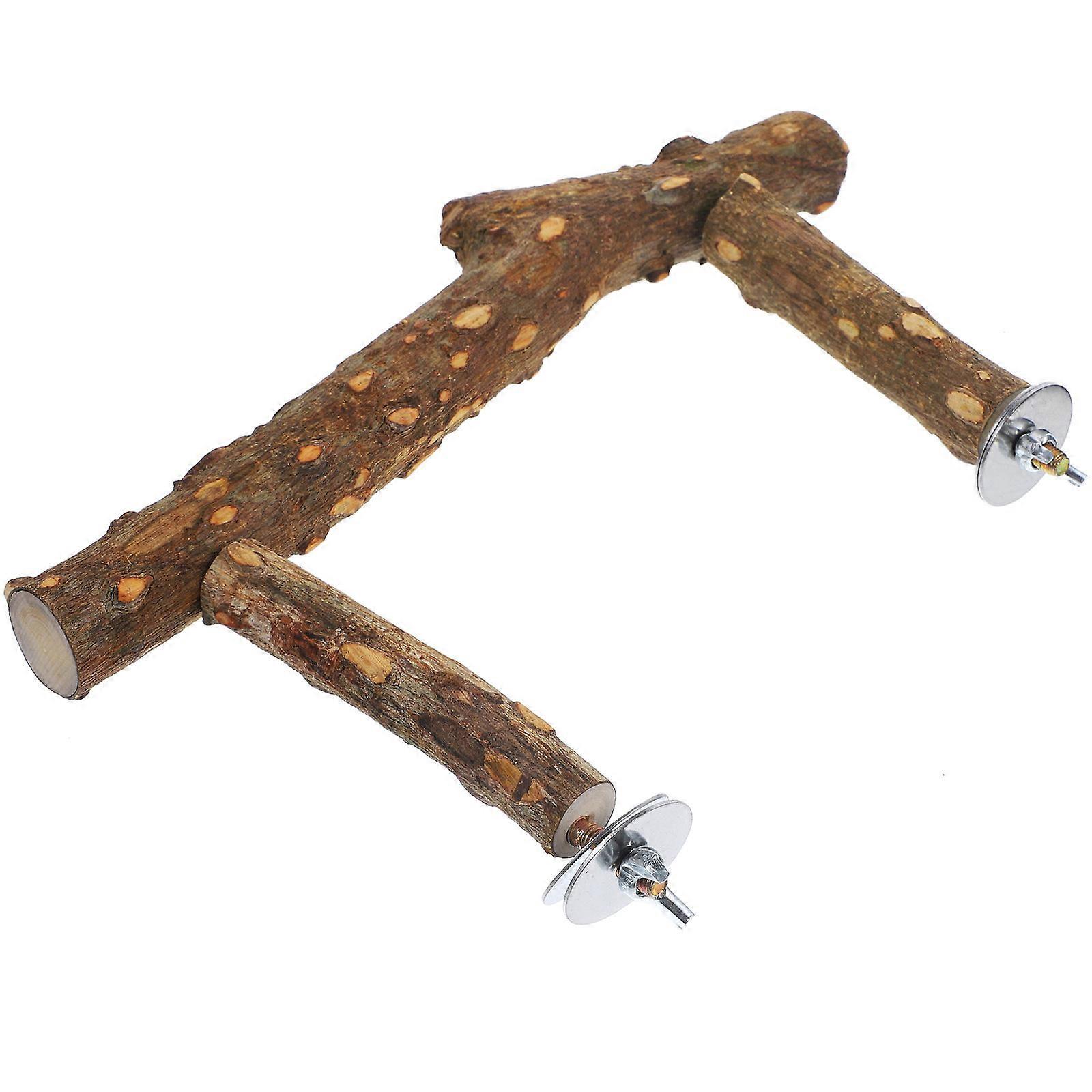 Indoor Bird Stand Parrot Perch Toy Light Brown 25x13cm Rest Time 1 Set