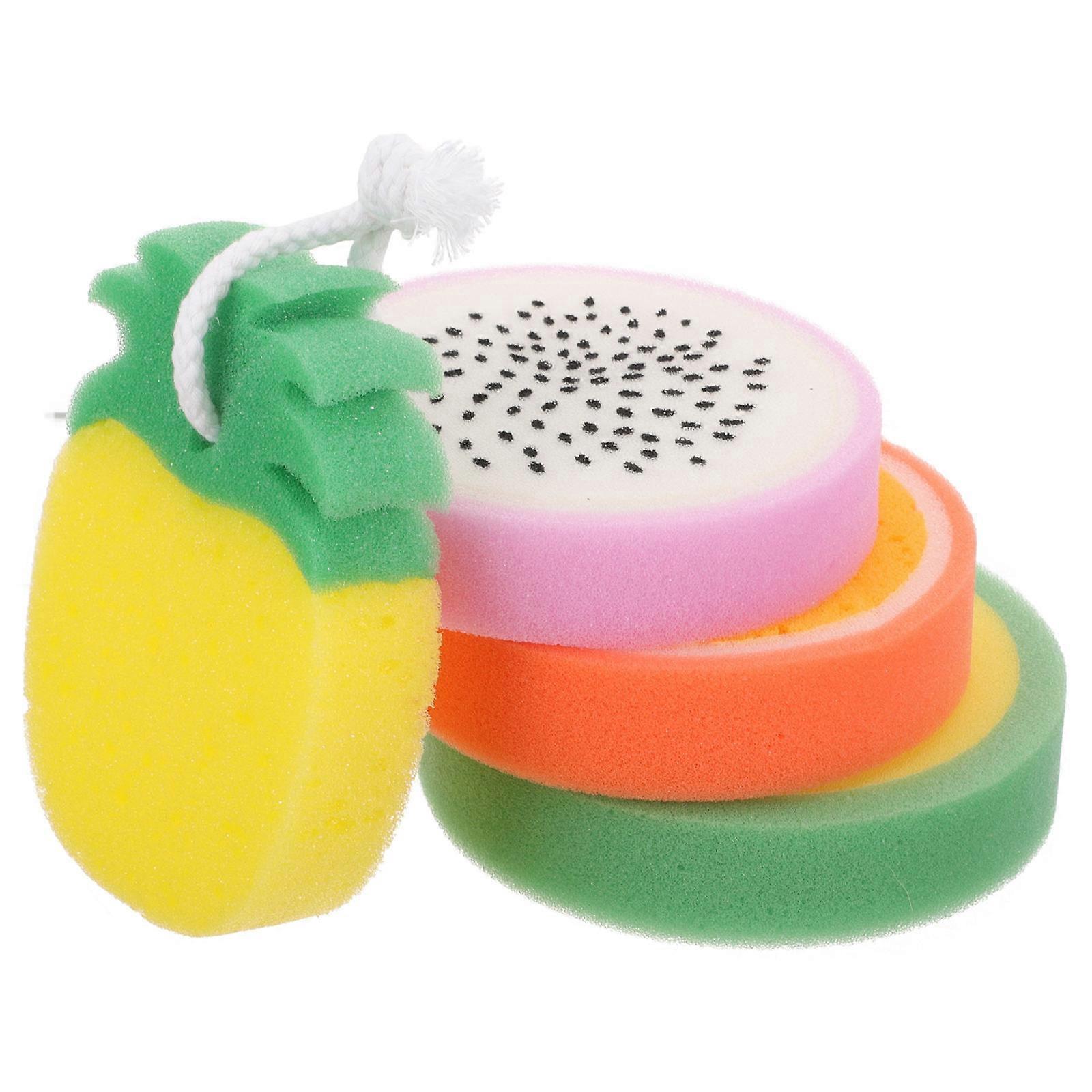 Éponge exfoliante douce en forme de boule 13,5 x 13,5 cm, mousse riche, hommes et femmes, 4 pièces