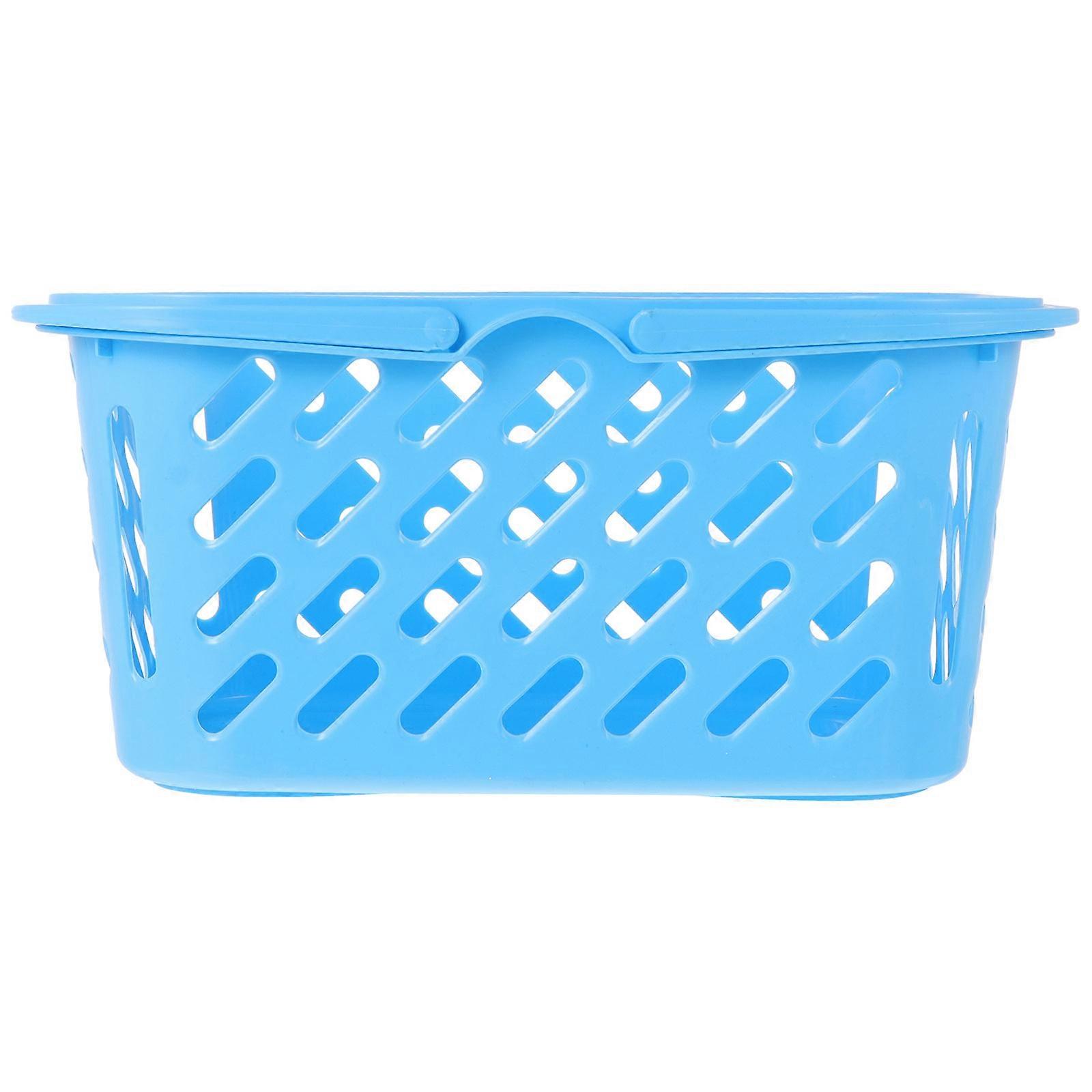 Cesto de compras compacto de plástico resistente ao desgaste azul-celeste retangular com alças duplas 1 peça