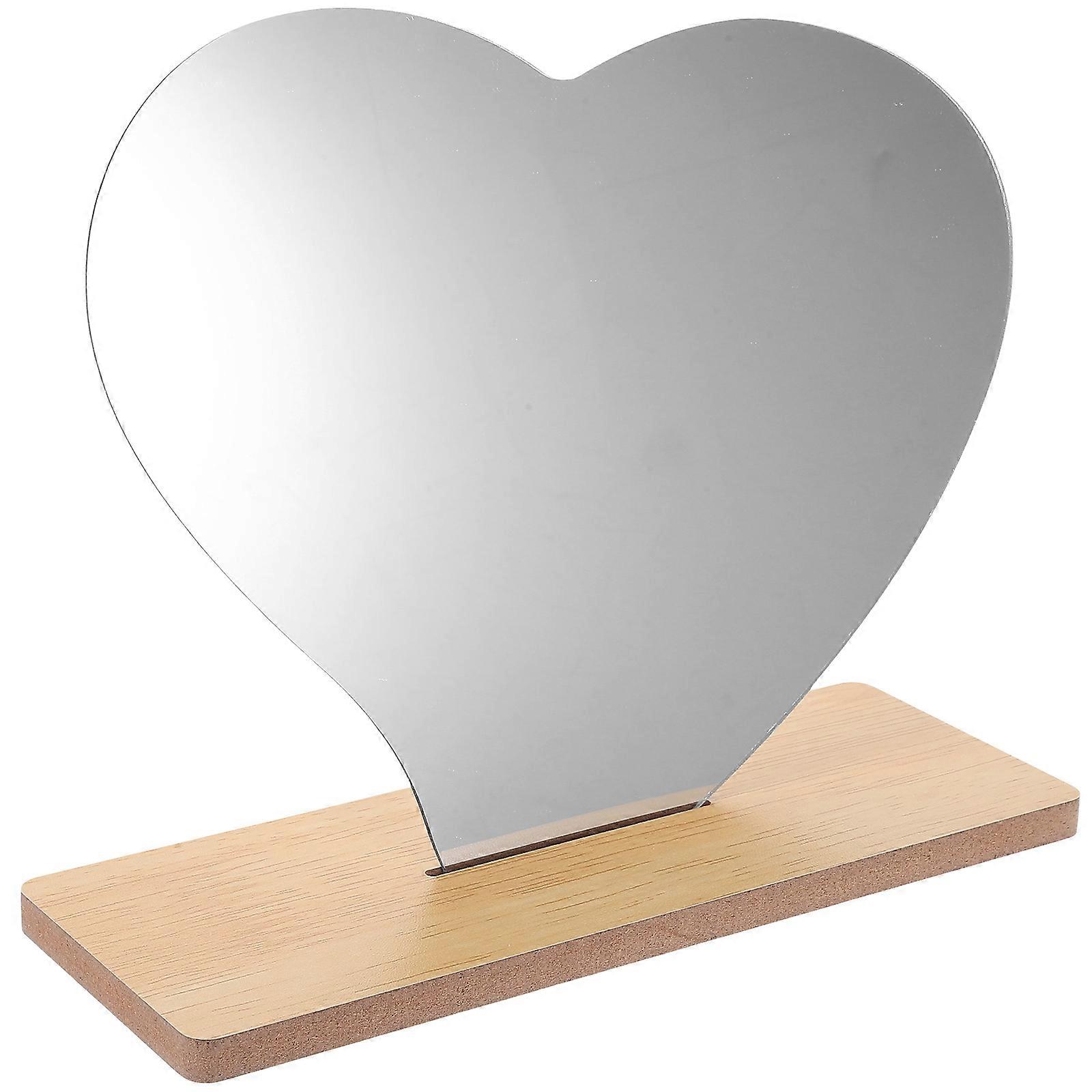 Irregular Heart Shape Mirror 4Sets Acrylic Vanity Mirror with Stand for Desk