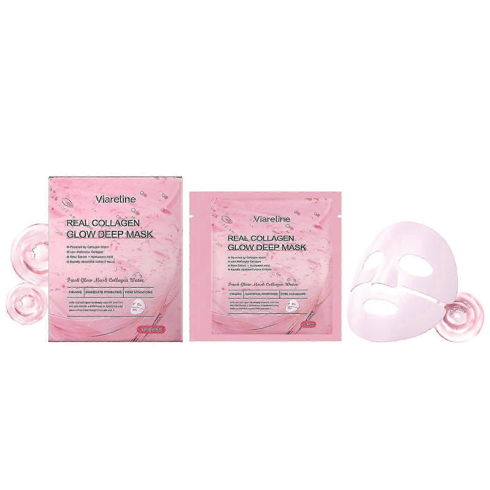 Real Collagen Glow Deep Mask - Hydrating & Firming Sheet Masks with Hydrolysed Collagen & Hyaluronic Acid - Deep Nourishment for Radiant, Plump Skin -