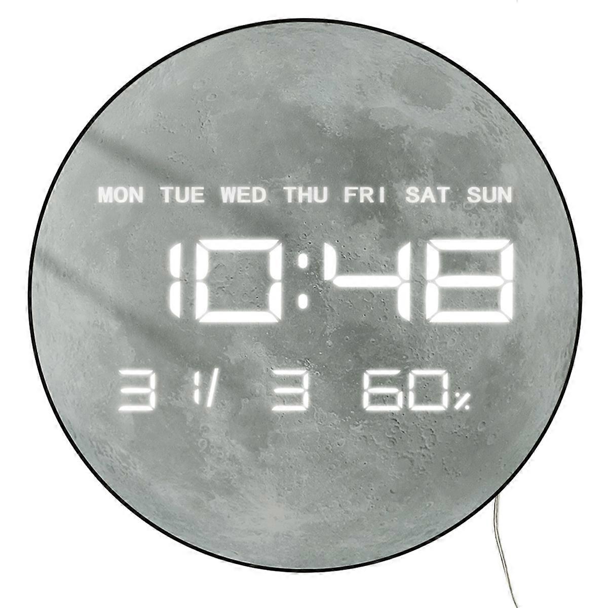 Planet Moon Digitale Wanduhr Home Decor Großes Display LED Lunar Wanduhr für Wohnzimmer mit Temperatur Datum Tag