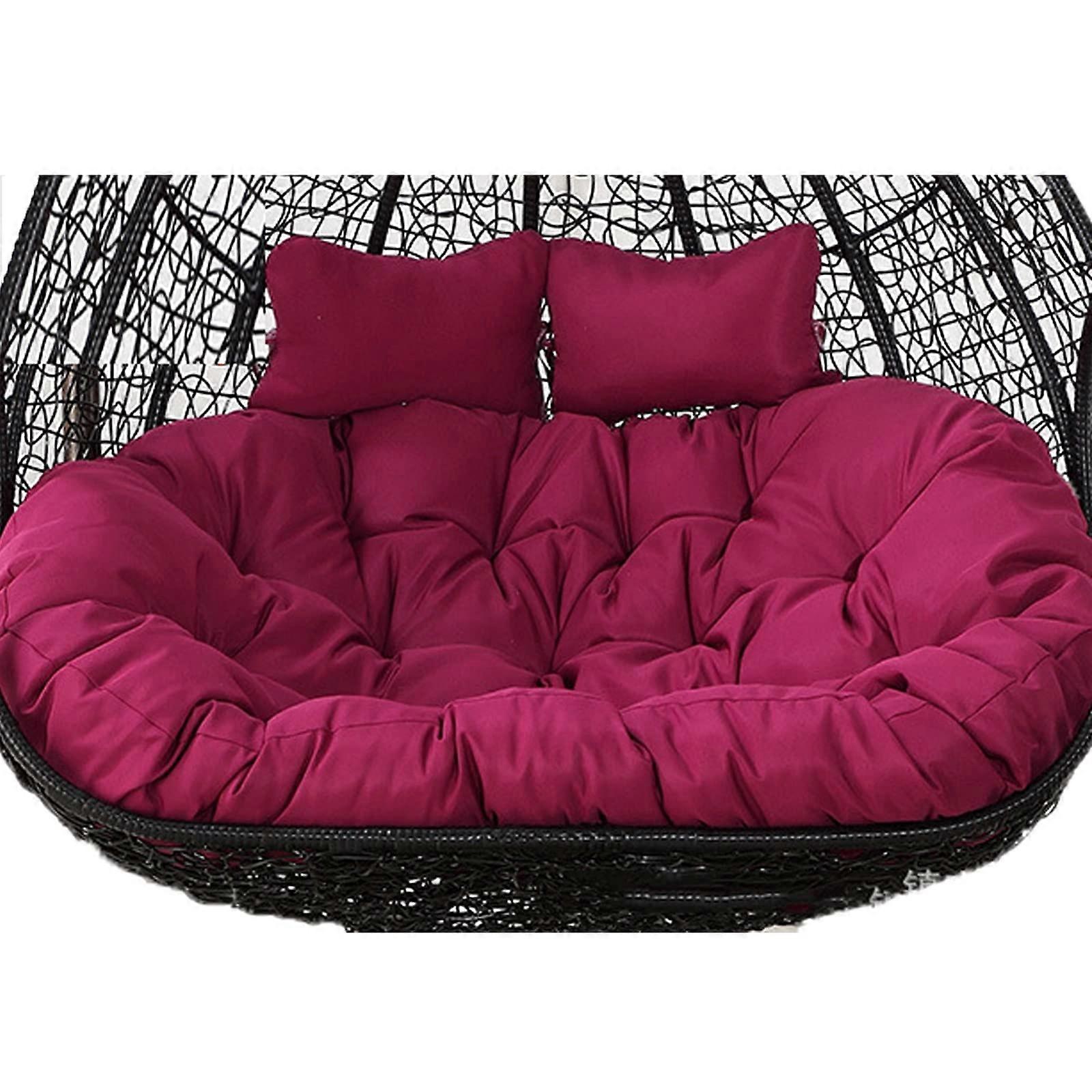 2 Seater Outdoor Patio Egg Chair Swing with Waterproof Cushions – Thick Wicker Hanging Chair for Garden Balcony Relaxation Purple 140x110cm