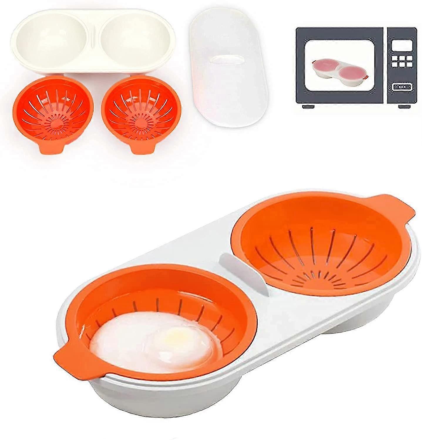 Microwave Egg Cooker 2-layer Egg Cooker With Drain Basket (orange) 26s