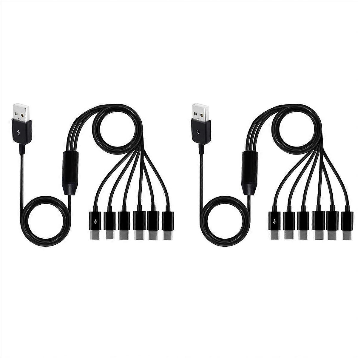 2X 6-in-1 USB Type C Splitter Cable C Data Transmission Charing Cable for Phone Tablet 1.5m
