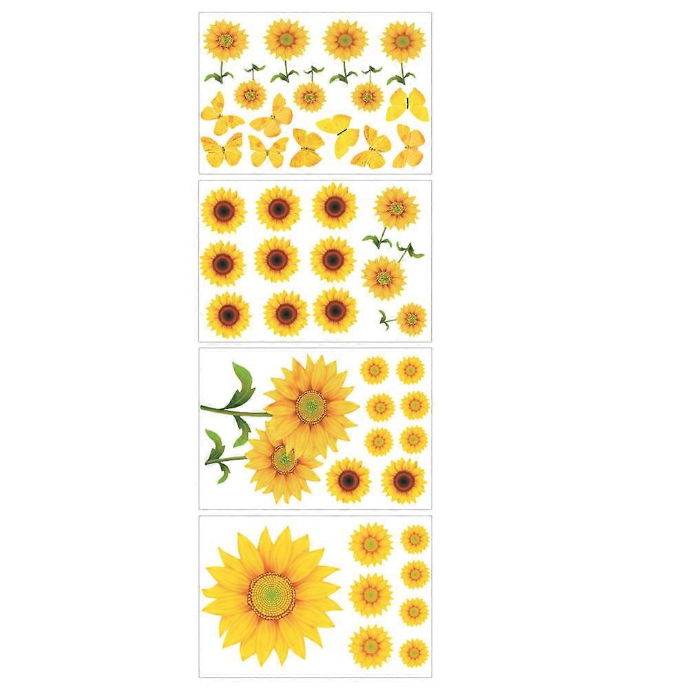 Sunflower Wall Sticker for Decor 12 Sheets Removable PVC Self-Adhesive