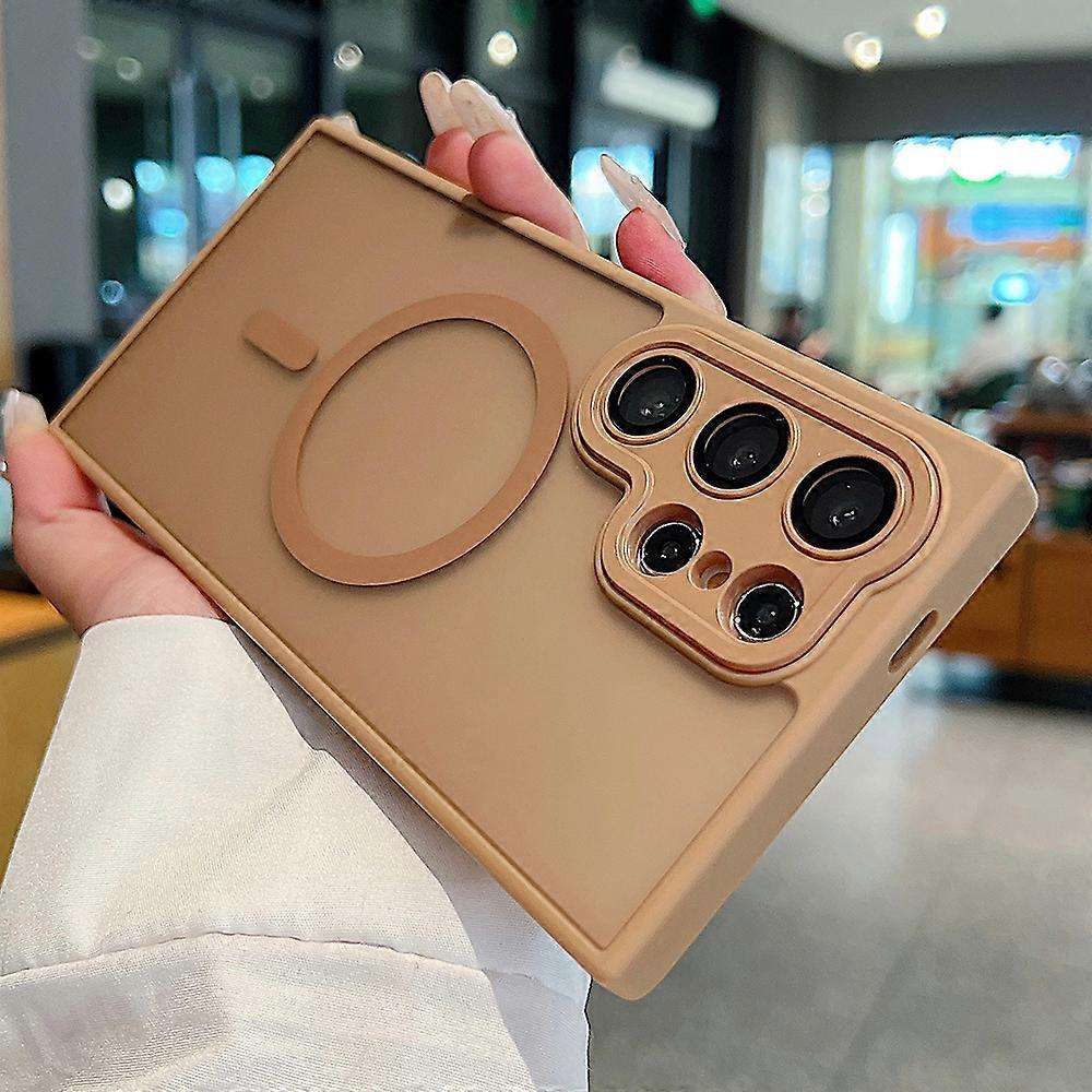 Luxury Magnetic Matte Translucent Armor Case For Samsung Galaxy S25 S24 S23 Ultra Plus S24 FE For Magsafe Wireless Charge Cover