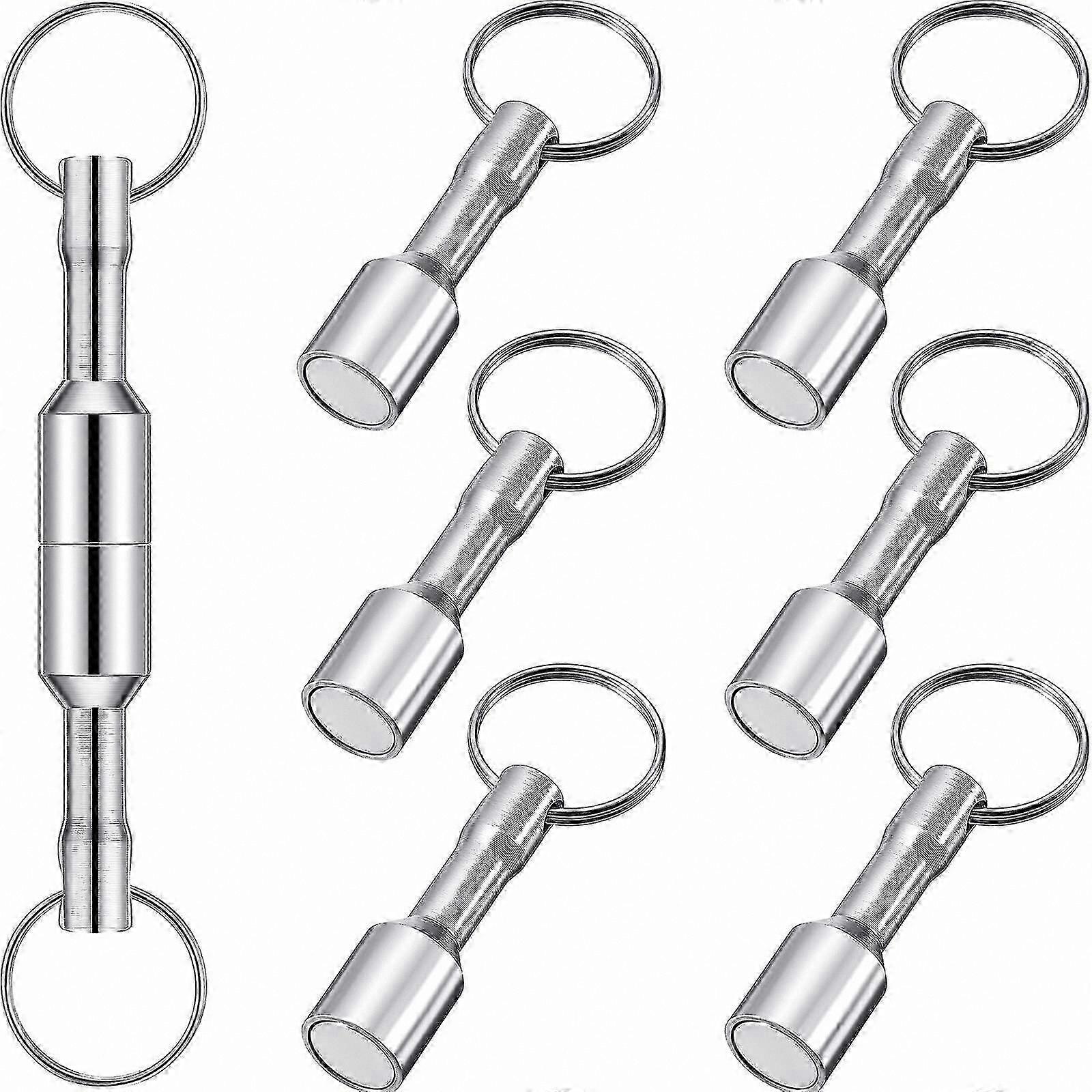 Set of 6 Magnetic Keychains with Split Rings for Easy Pocket Storage and Organization