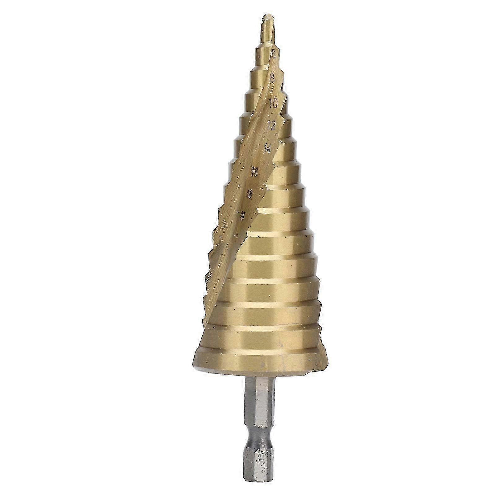 Step Drill Bit with Fast Change HSS Ti Coated Spiral Grooved Hex Shank, 15 Steps, 432mm