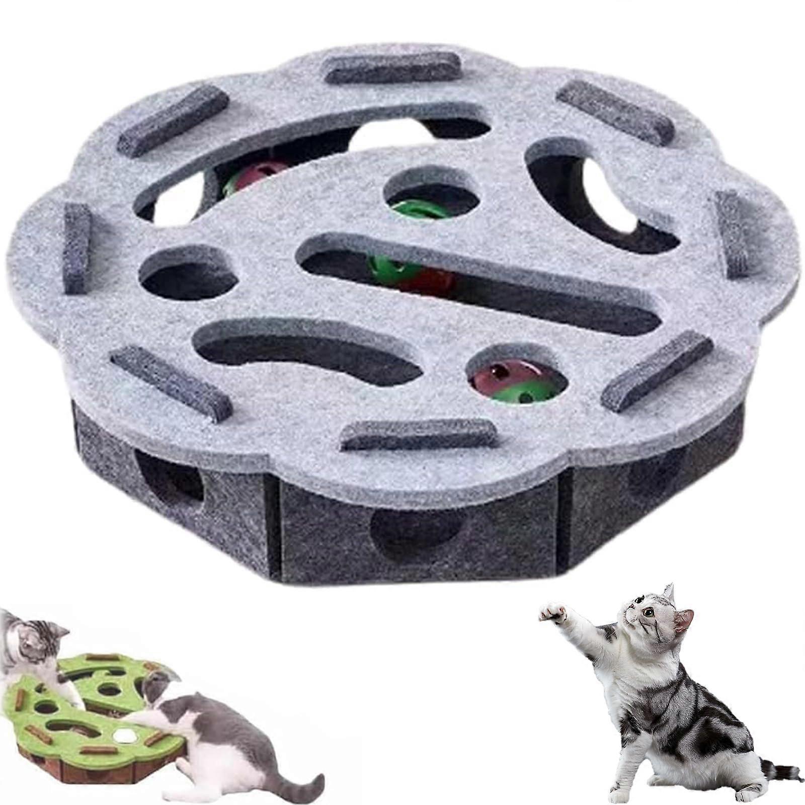 Cat Scratch Puzzle Enrichment Box For Indoor Cats, Gray FlowerShaped Nail File Enrichment Box With Bell