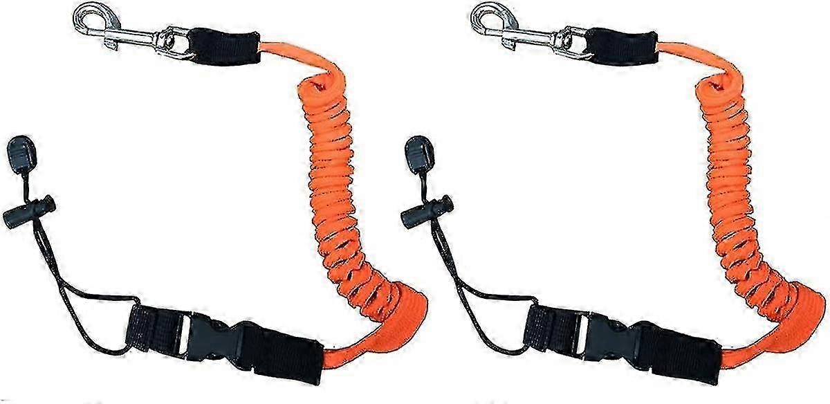 Kayak Paddle Leash, 2pcs Safety Leashes with Adjustable Buckle & Metal Hooks, Orange