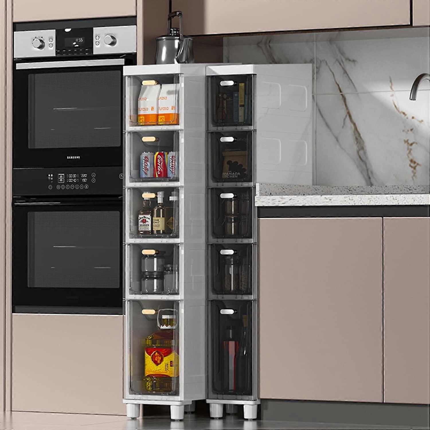 3/4/5Drawer Mobile Storage Cabinet Over The Toilet Slim Black Small Spaces Toilet Paper Storage