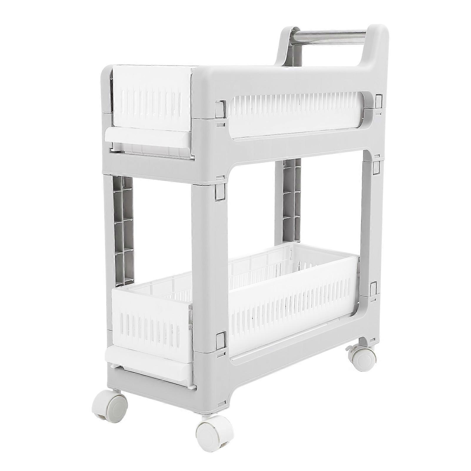 Storage Cart Pull Out Basket Design Universal Wheel Large Capacity Storage Organizer Trolley with Brake for Home 2 Tier 