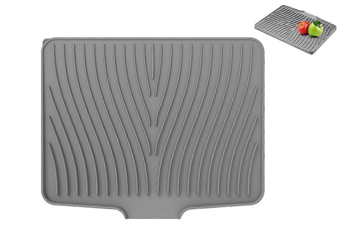 Silicone Dish Drying Mat for Kitchen Counter with Built-in Drain