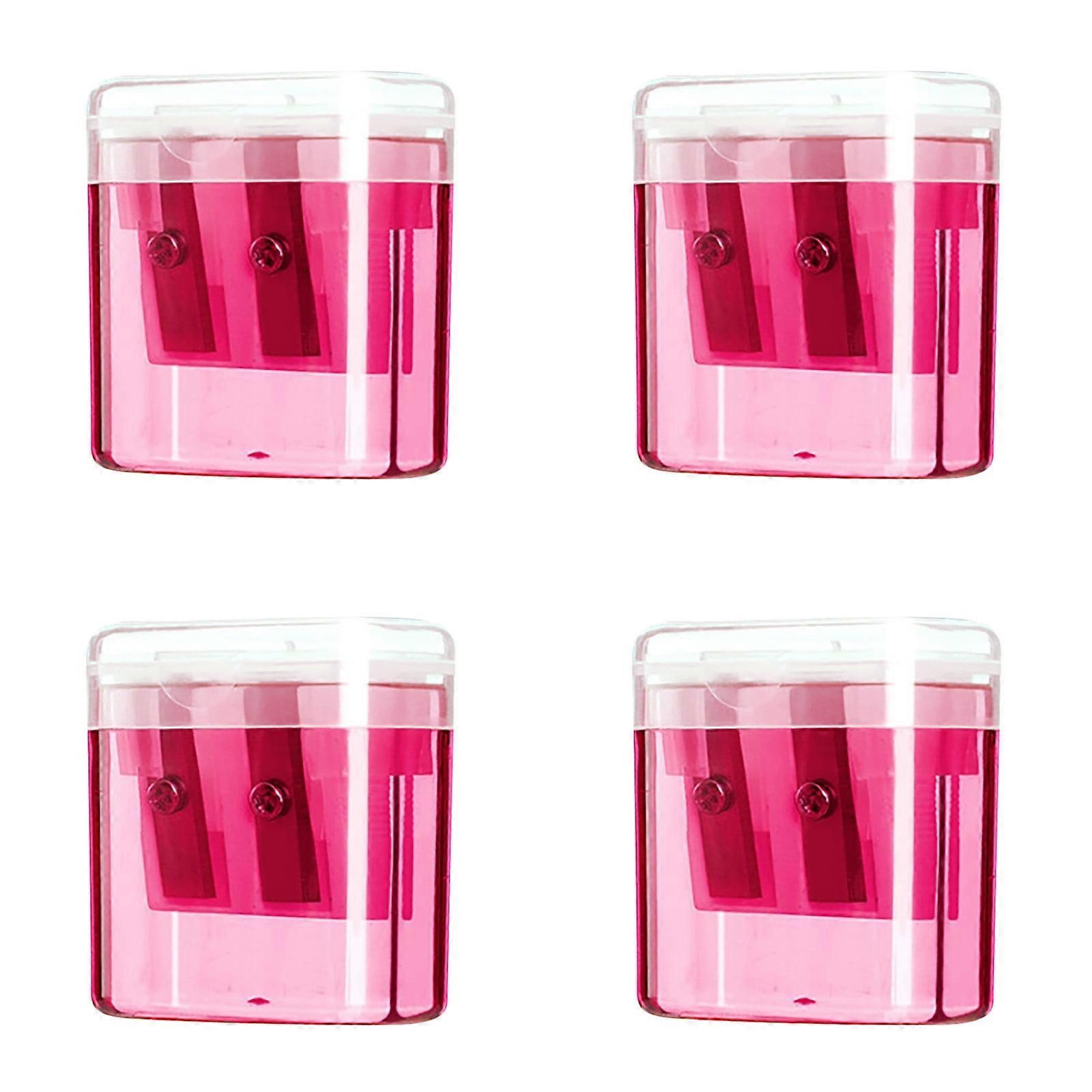 karymi 4Pcs Double Hole Pencil Sharpener with Cover, Portable Oval Manual Sharpener for Kids, School, Office, Back to College, Fall Savings Clearance