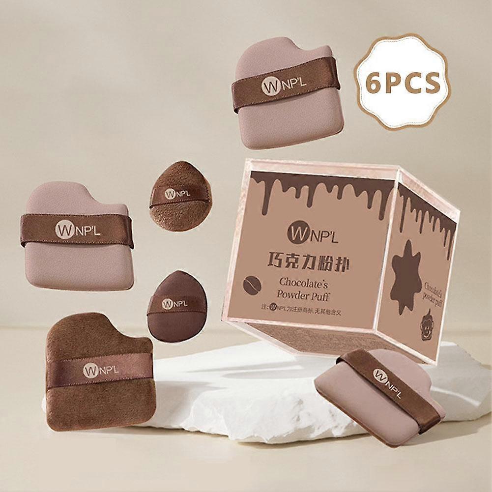 Magic Chocolate Puff 6-Piece Set Hydrophilic Polyurethane Makeup Sponges Expand with Water for Flawless Application
