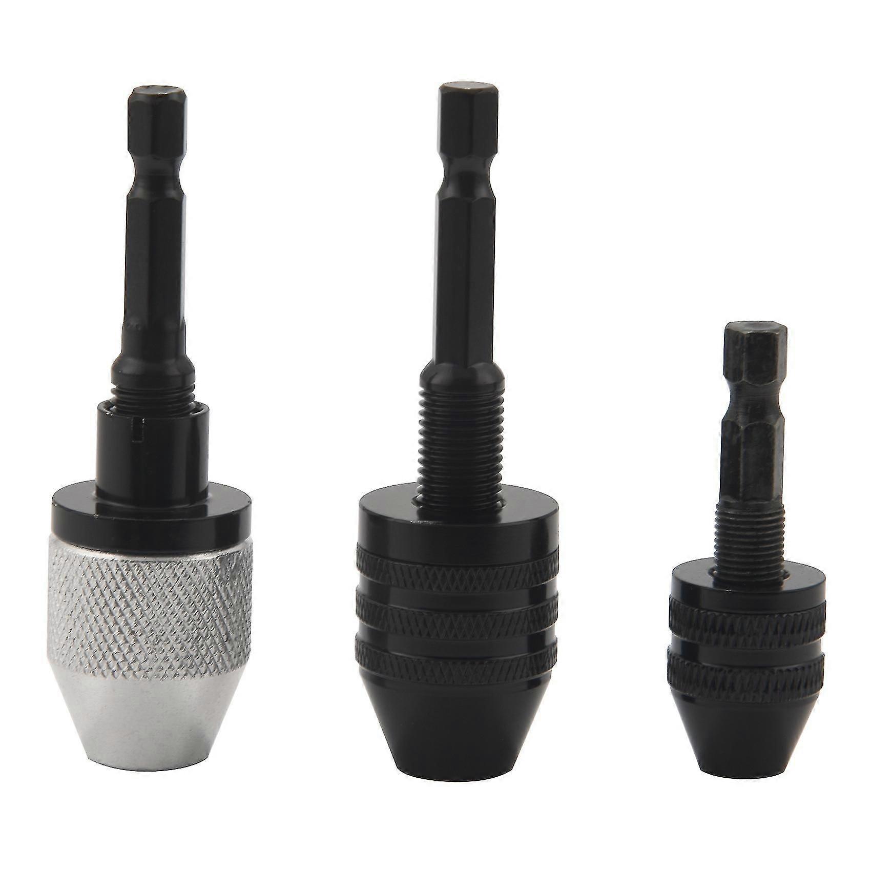 3 Pcs Keyless Drill Chuck 1/4 Inch Hex Keyless Drill Chuck Converter Drill Adapter For Impact Drill