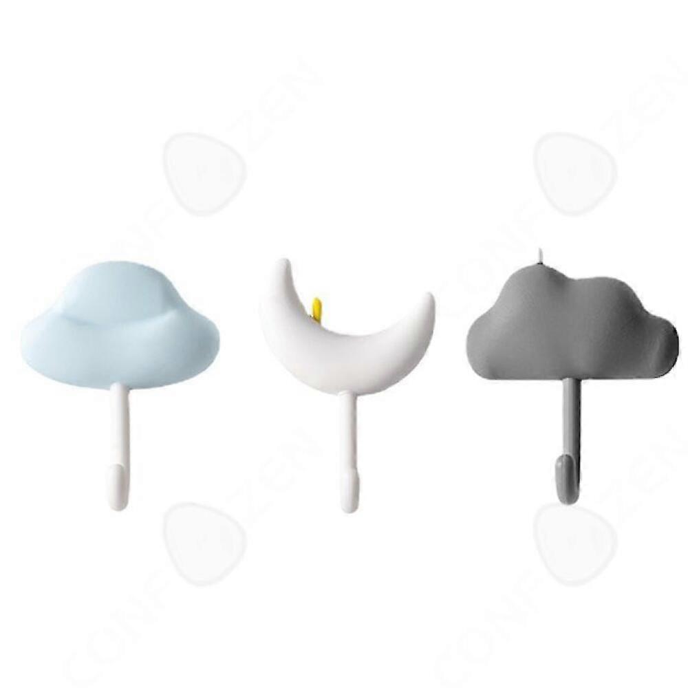 Suction cup hooks, 9-pack, 3 designs, moon and cloud shapes, multi-functional.