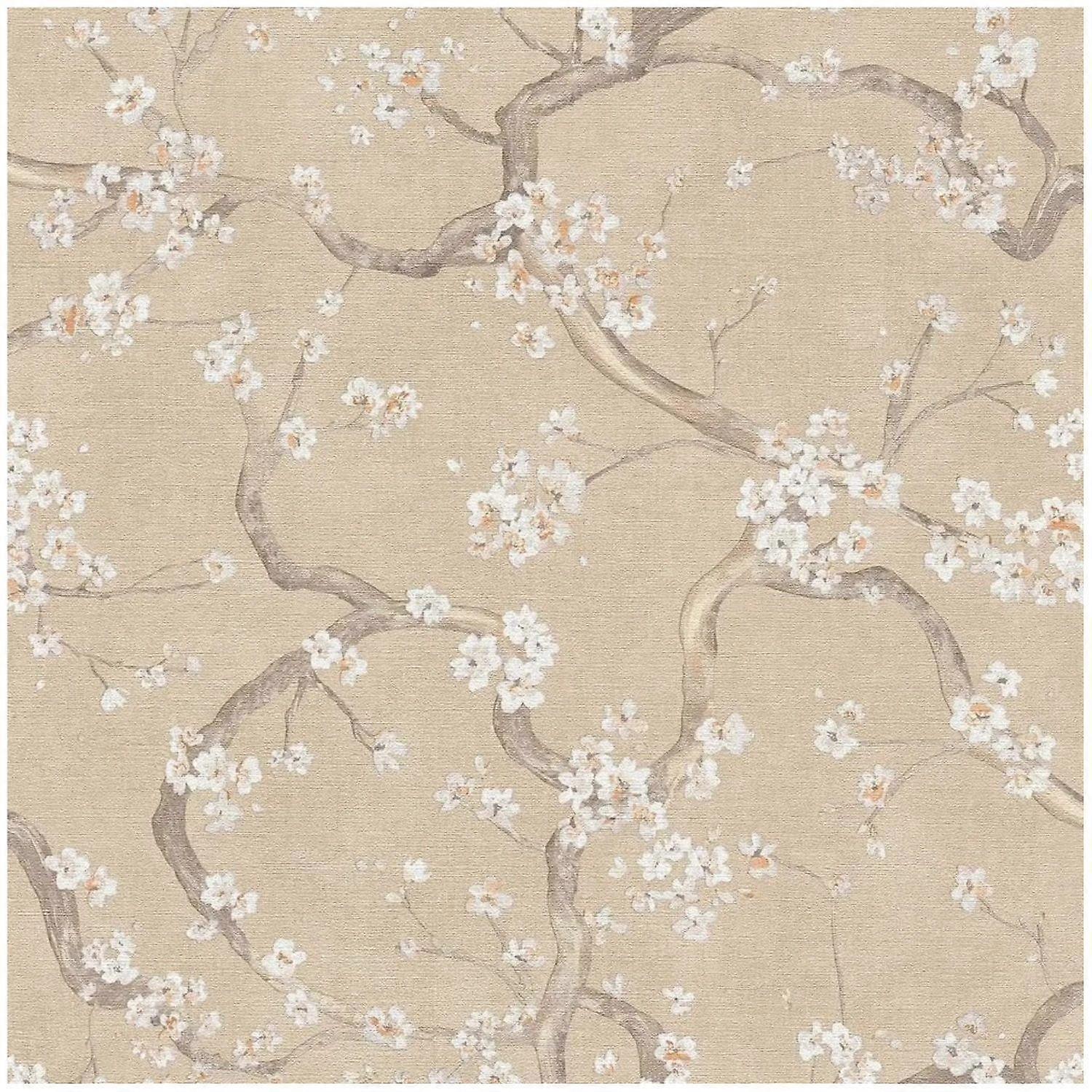 AS Creation Textured Cherry Blossom Beige Wallpaper