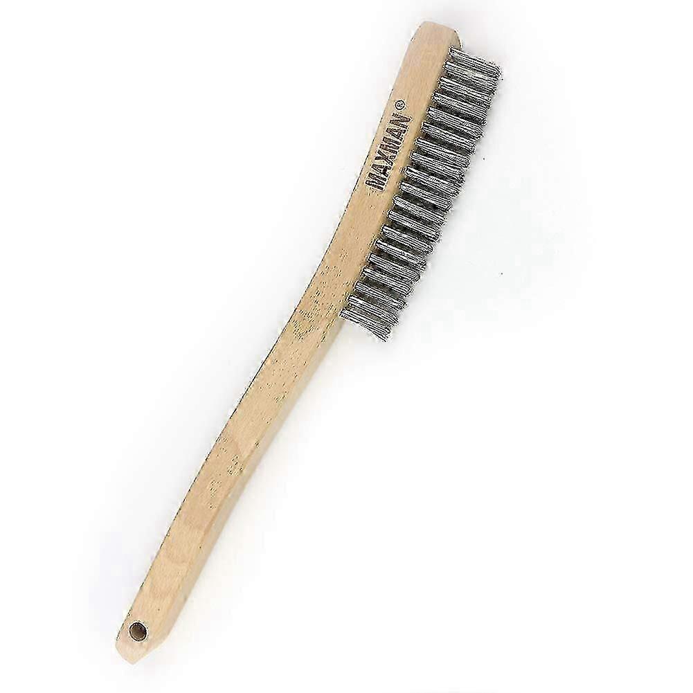 Large Stainless Steel Wire Scratch Brush with 14" Curved Beechwood Handle - Perfect for Rust Cleaning 2025