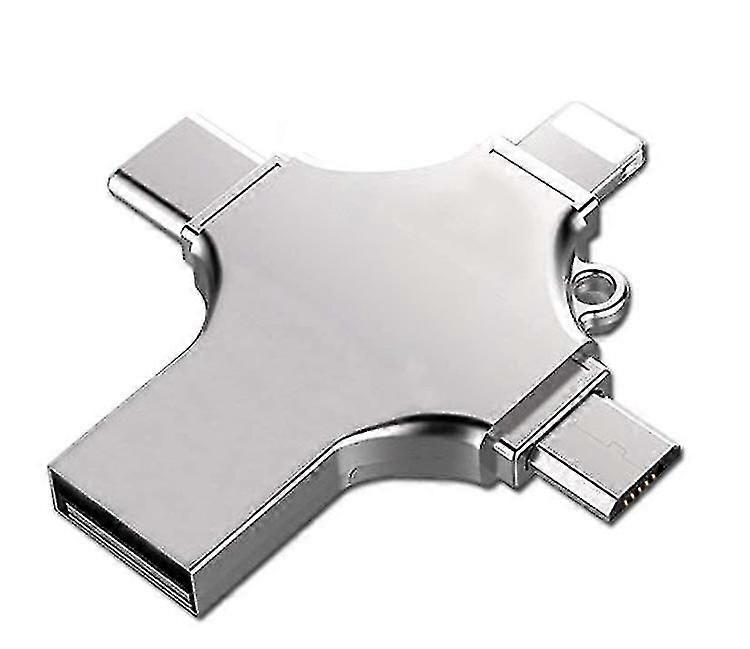 4 in 1 USB Flash Drive Compatible With iPhone, Micro USB & Type C Devices