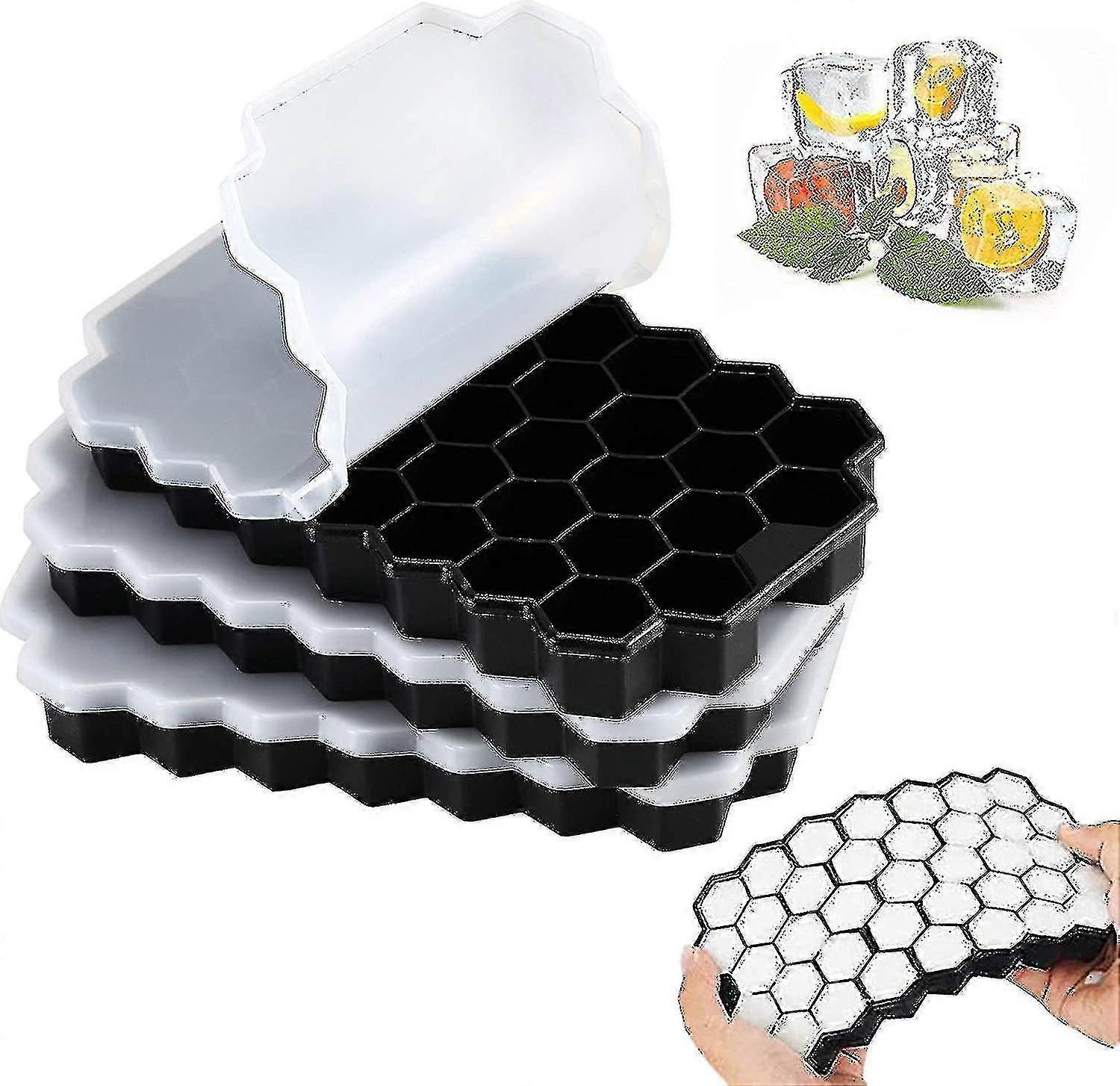 3 Packs Ice Cube Trays with Removable Lid - Flexible Silicone Ice Cube Molds (New Arrival)