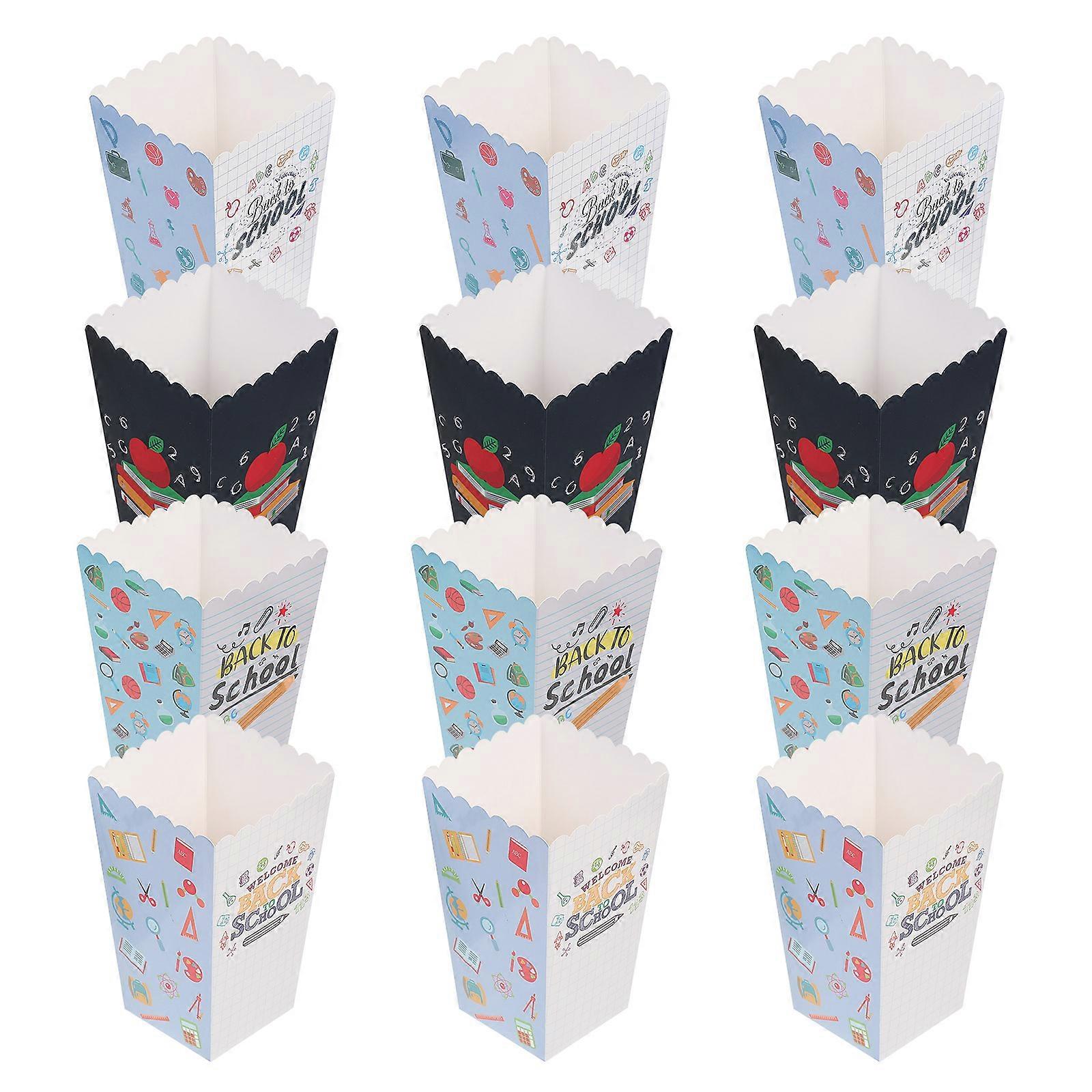 Paper Popcorn Boxes for Classroom Snack Holding 12Pcs Assorted Color