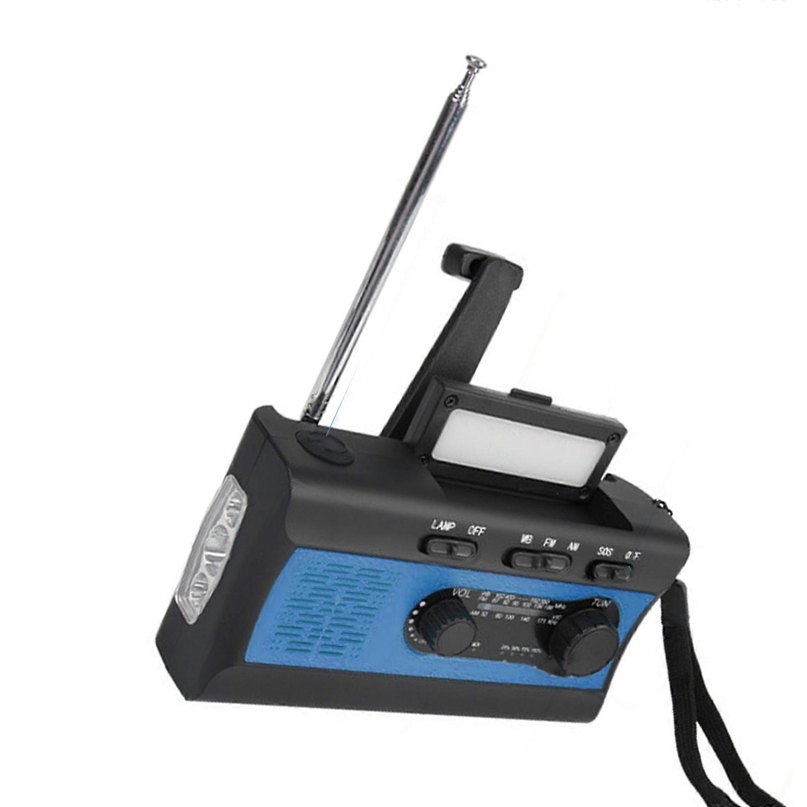 Weather Emergency Preparedness Radio With 3 Way Charging 4000mAh Battery Solar Panel Hand Cranked Flashlight For Disaster  Royal Blue