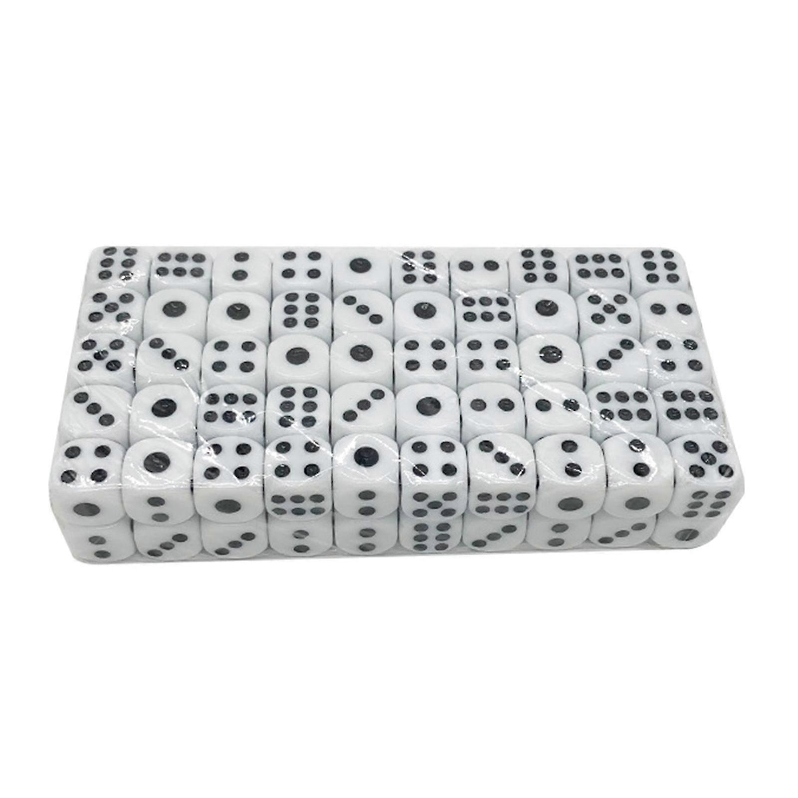 100Pcs Round Corner Six Sided Dices Role Playing Game Dices Math Counting Teaching Tool for Board Game, KTV, Party  White