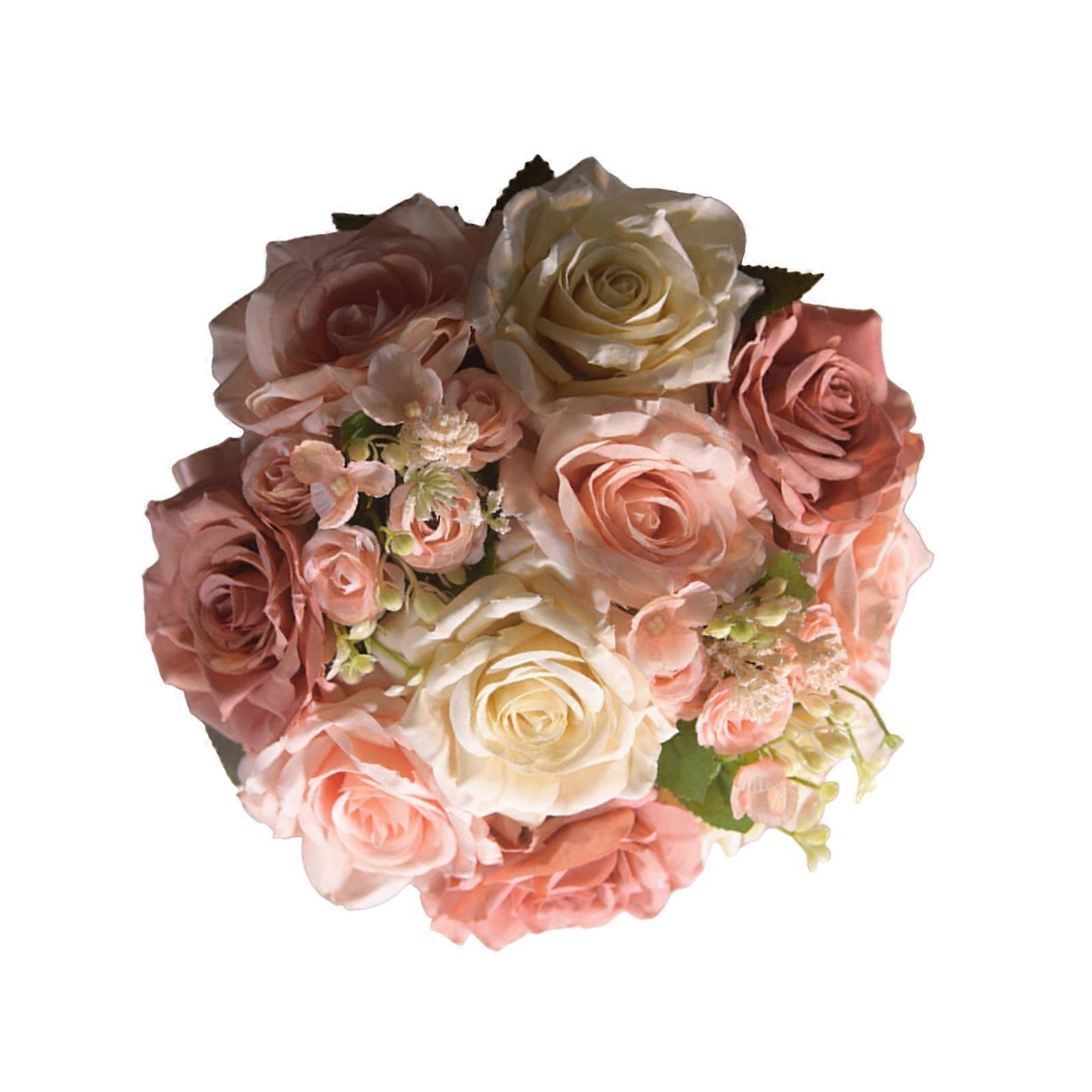 Τεχνητές ανθοδέσμες τριαντάφυλλου μεταξιού για νυφική παράνυμφος, σκηνικά φωτογραφίας ανθοδεσμών γάμου για την τελετή, σκόνη σαμπάνιας ημέρας του Αγίου Βαλεντίνου