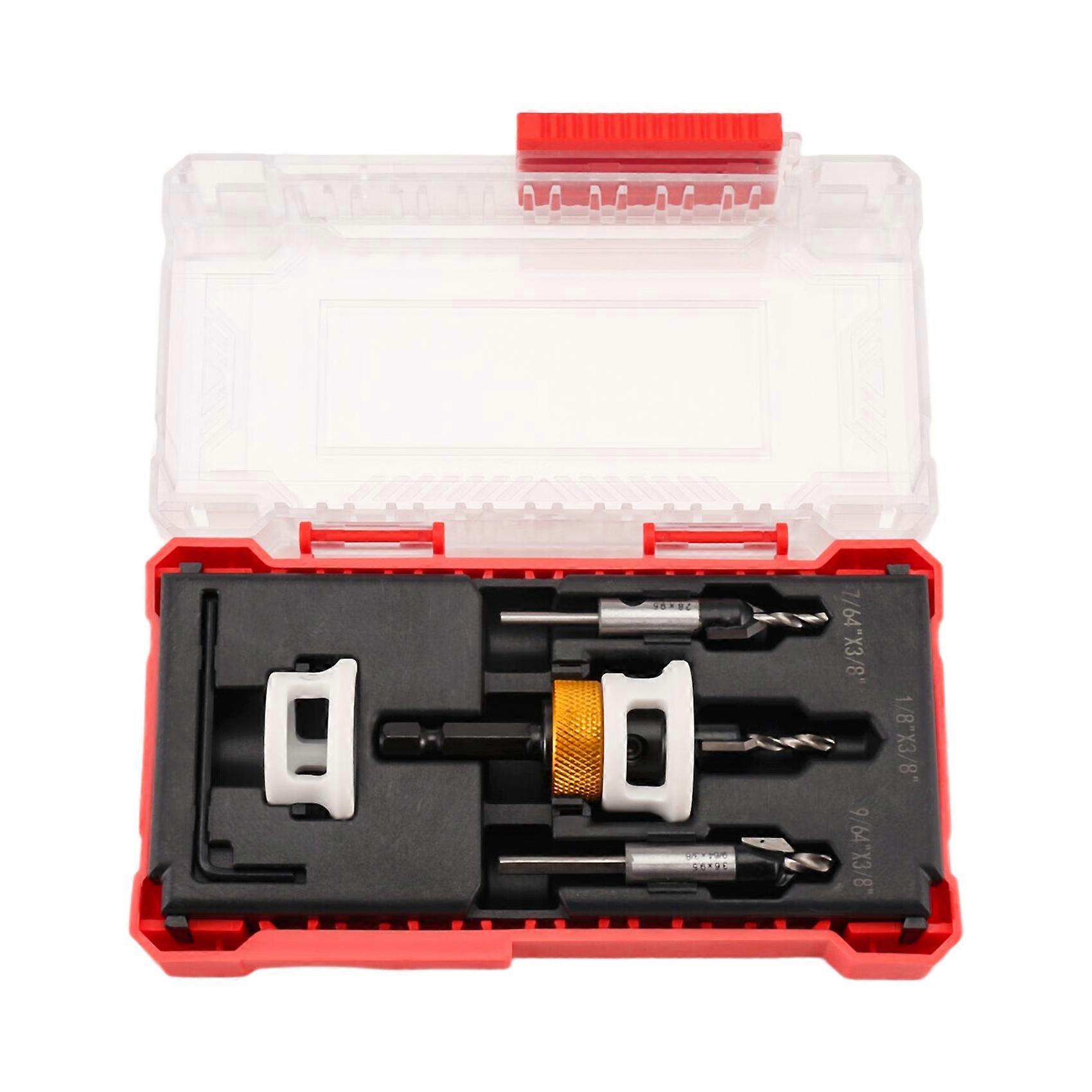 Countersink Drill Bit Set with Adjustable Depth Stop Quick Change Countersink Drill with Replaceable Drill Bits