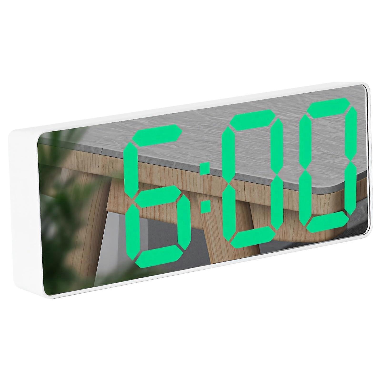 LED Digital Alarm Clock Large Display Dual Power Mirror Surface for Bedroom Desk