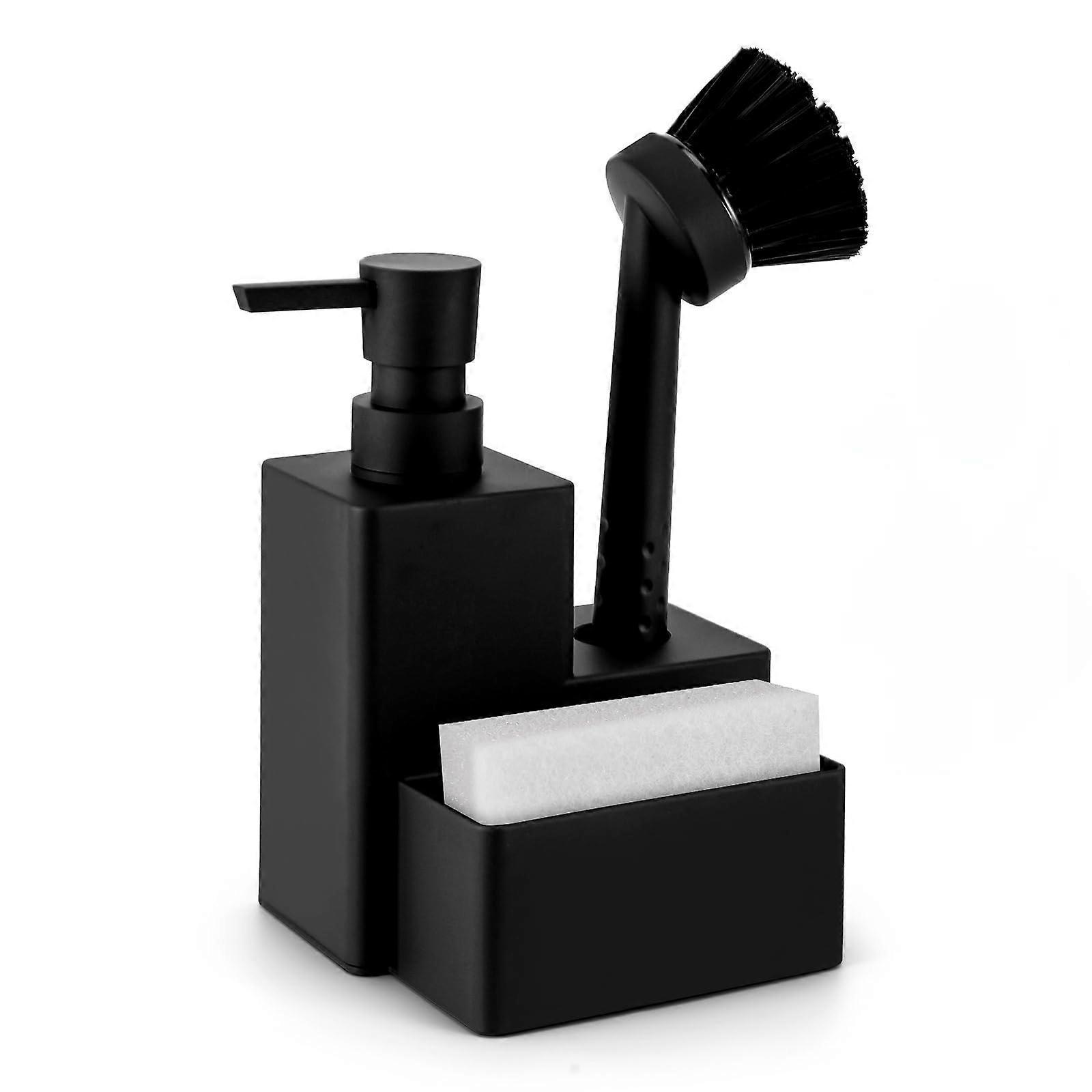 Sink Organizer with 320ML Soap Dispenser and Brush for Kitchen Counter, Dish Sponge Holder Set