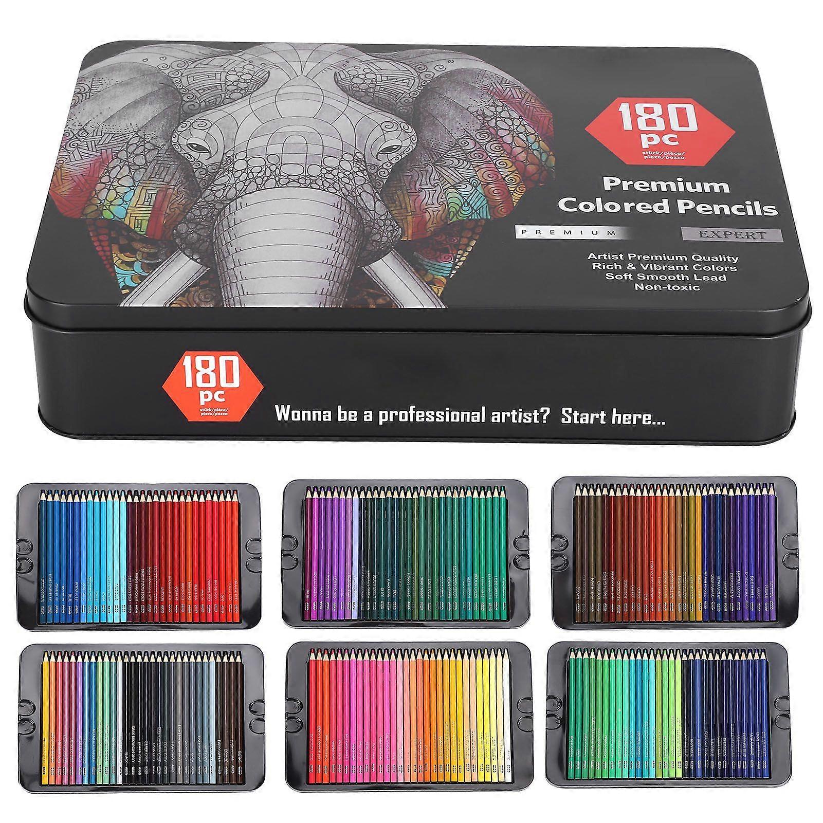 180 قطعة أقلام ملونة مجموعة محترفين للبالغين طلاء رسم أدوات رسم مع صندوق حديدي