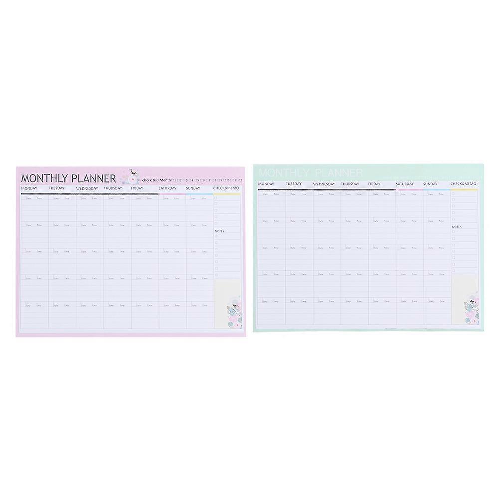 Monthly Planner Notepad Tearable for Taking Notes 2 Books Assorted Colors