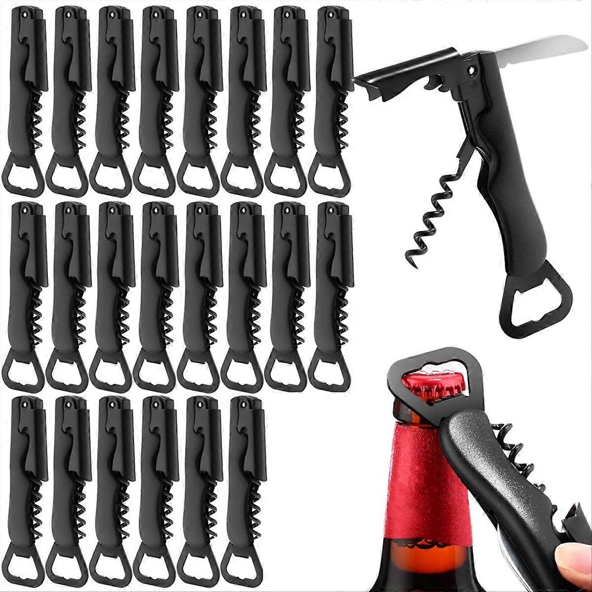 24 Pcs Wine Opener Bulk with Foil Cutter Wine Corkscrew Multifunctional Wine Key 3 in 1 Red Wine Bottle Opener